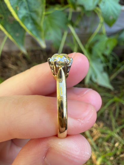 Vintage 18ct yellow gold 0.98ct old mine cut diamond solitaire ring