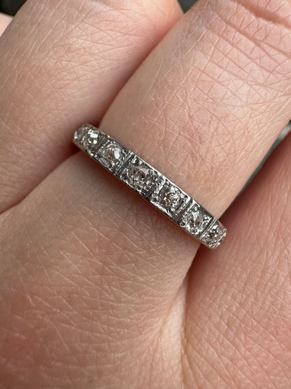 Antique 18ct gold old cut diamond half eternity ring