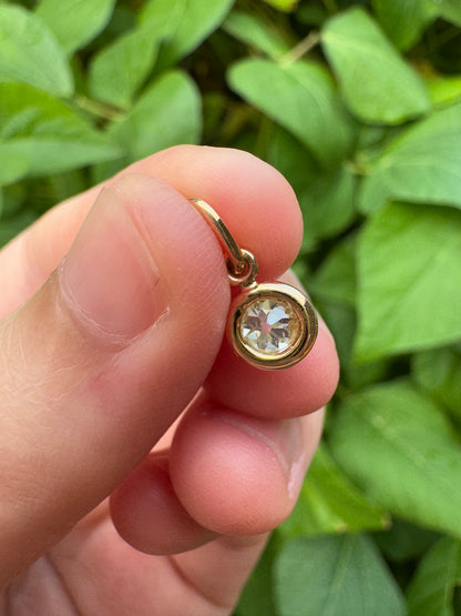 Custom 9ct yellow gold 0.34ct old mine cut diamond bezel set pendant (I1, K)