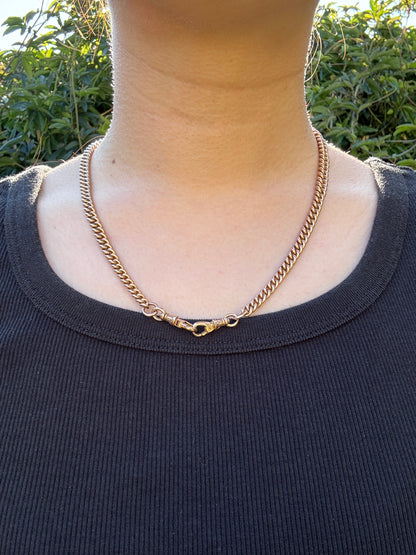 Antique 9ct yellow gold double Albert graduated curb chain, 50cm / 19.7 inches long
