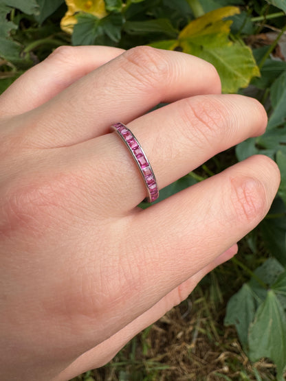 Antique platinum 1.51ct TCW natural ruby eternity ring