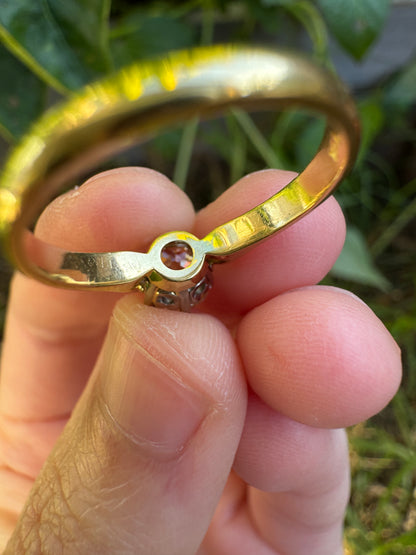 Vintage 18ct yellow gold 0.98ct old mine cut diamond solitaire ring