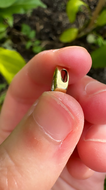 Vintage 9ct yellow gold blue topaz teardrop slider charm