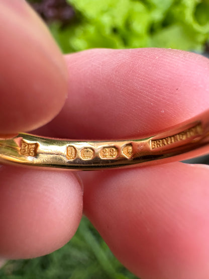 Vintage 22ct rosy yellow gold band, 2.5mm wide