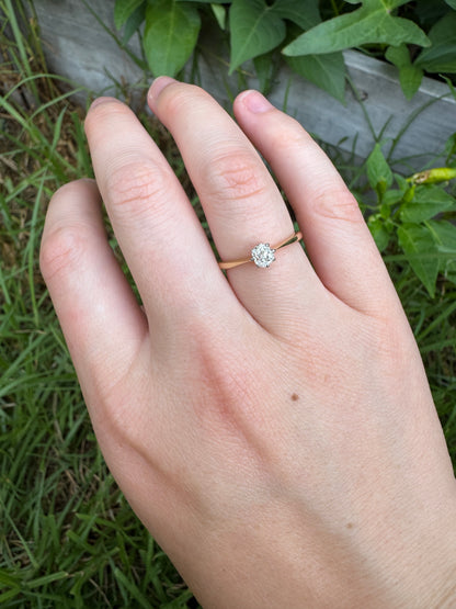 Vintage 18ct yellow gold and platinum 0.35ct old mine cut diamond solitaire ring