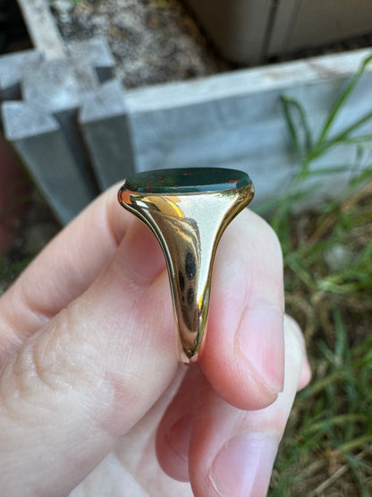 Antique Australian Dempster 15ct yellow gold bloodstone signet ring