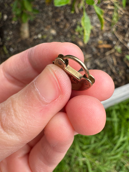 Antique Australian 9ct rosy yellow gold engraved padlock pendant