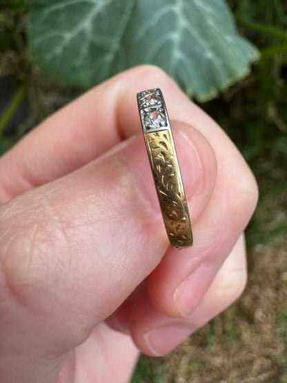 Antique 18ct yellow gold 0.25ct TCW old cut diamond half eternity ring