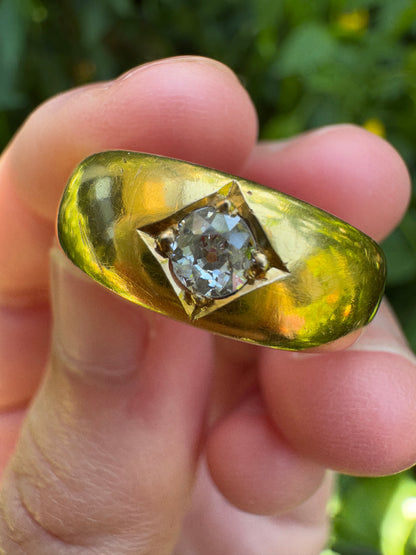 Antique Victorian 18ct yellow gold 0.23ct old mine cut diamond gypsy ring