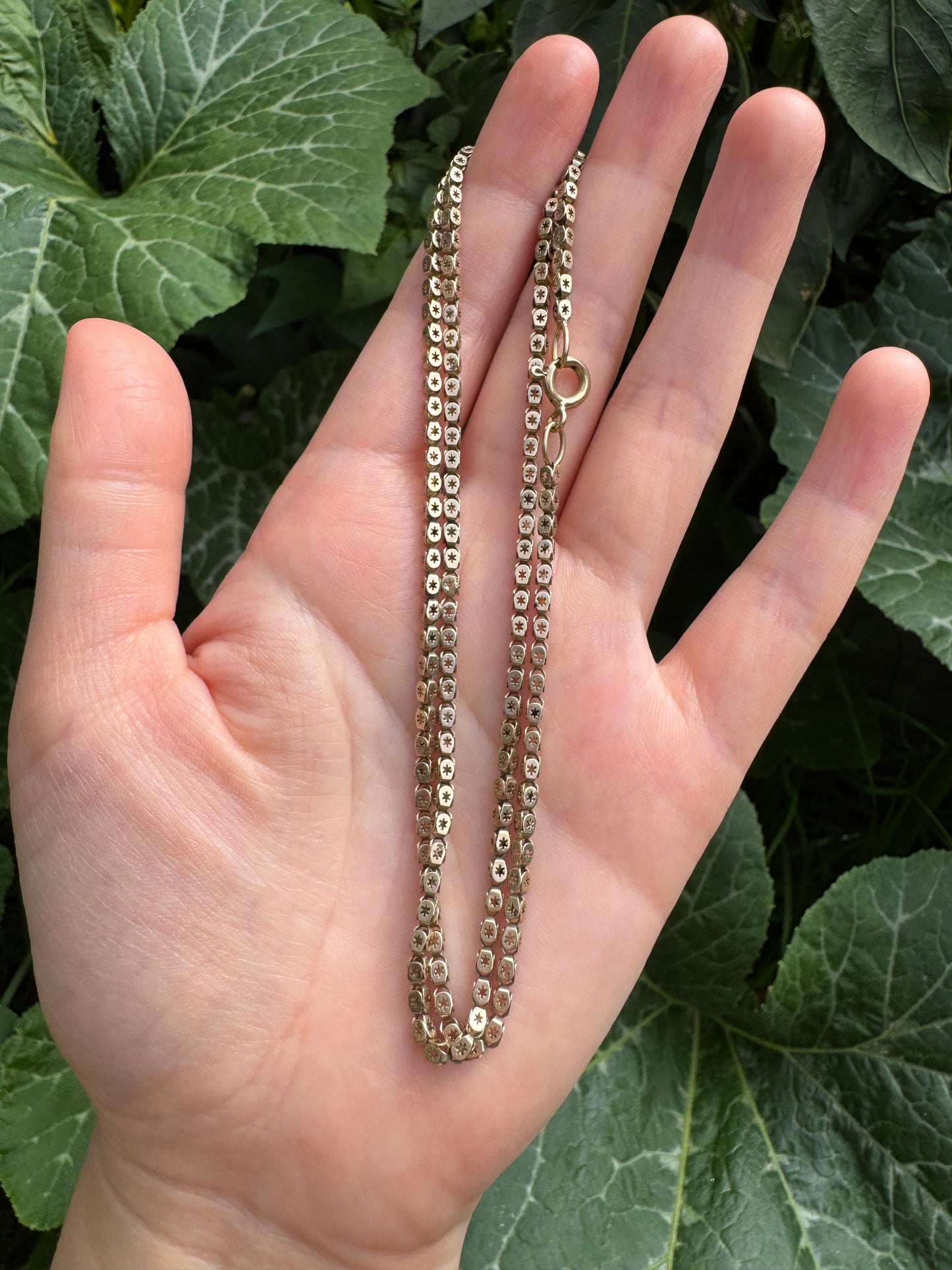 Vintage gold star pierced chain, 52cm / 20.47 inches long