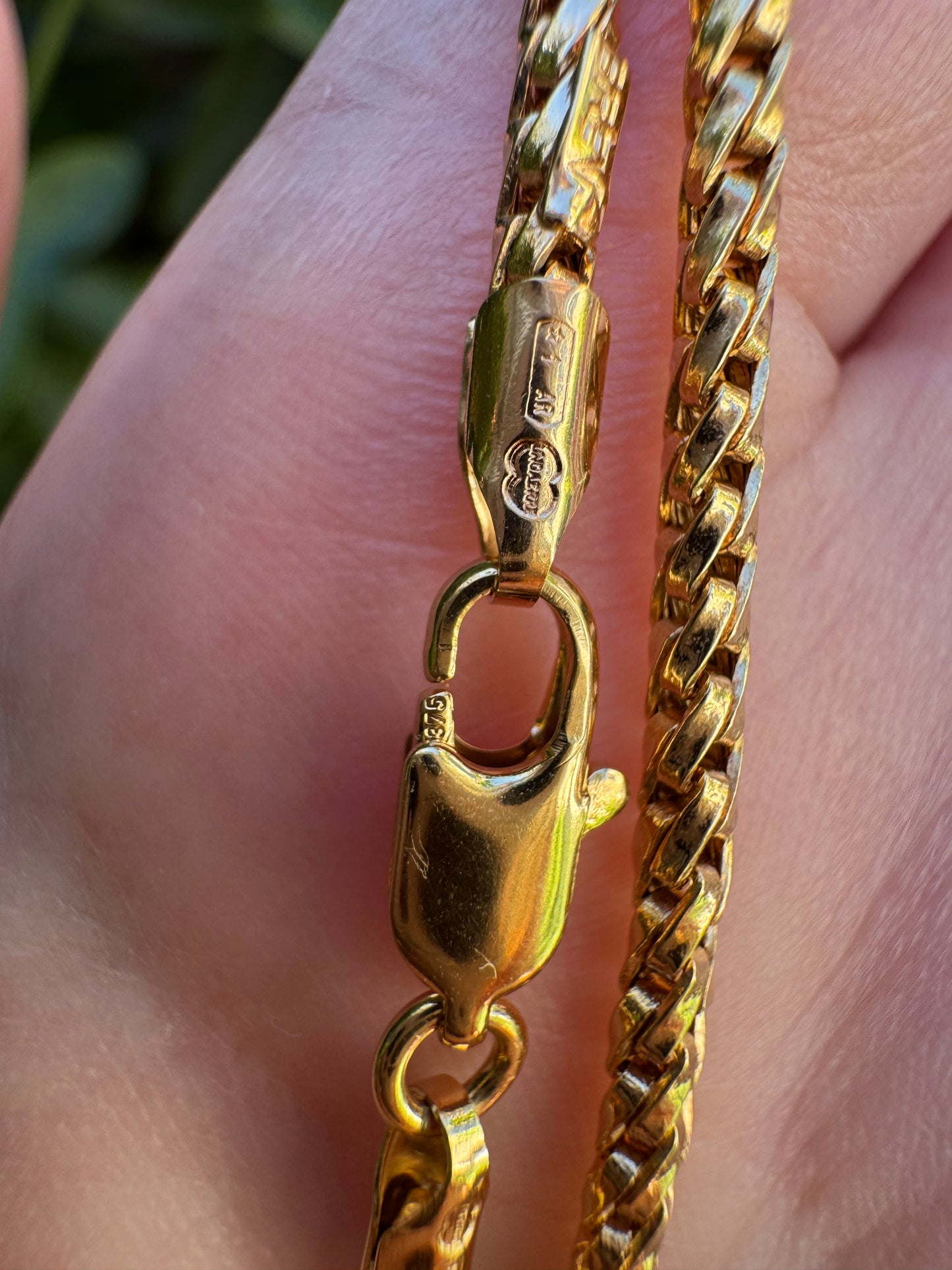 Vintage Italian 9ct yellow gold fancy snake link chain, 61cm / 24 inches long