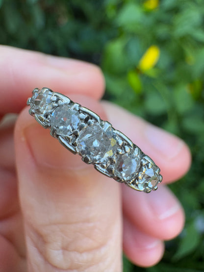 Antique 18ct yellow gold five stone 0.47ct TCW old mine cut diamond ring