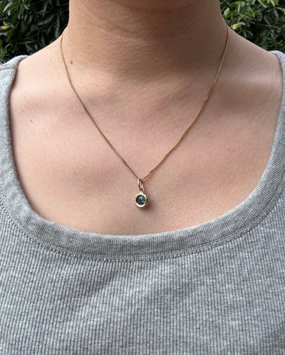 Custom handmade recycled 9ct yellow gold 1.08ct Australian parti sapphire bezel set pendant