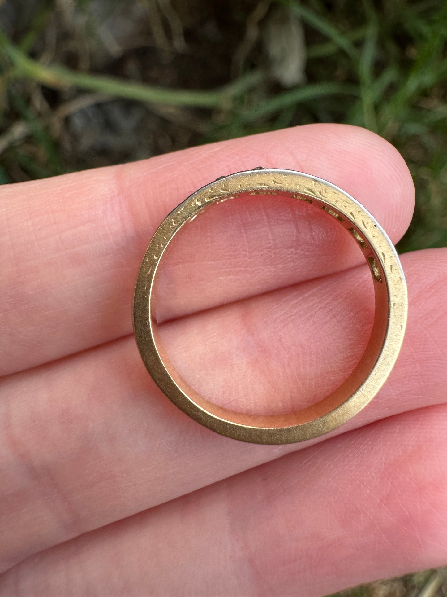 Antique 18ct yellow gold 0.25ct TCW old cut diamond half eternity ring