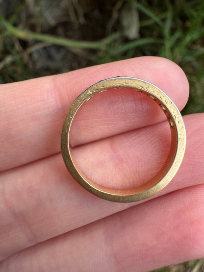 Antique 18ct yellow gold 0.25ct TCW old cut diamond half eternity ring