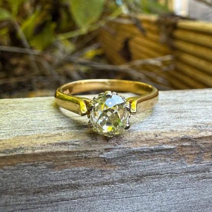 Vintage 18ct yellow gold 0.98ct old mine cut diamond solitaire ring