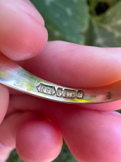 Vintage Mid Century English 9ct yellow and white gold 0.91ct old mine cut diamond signet ring