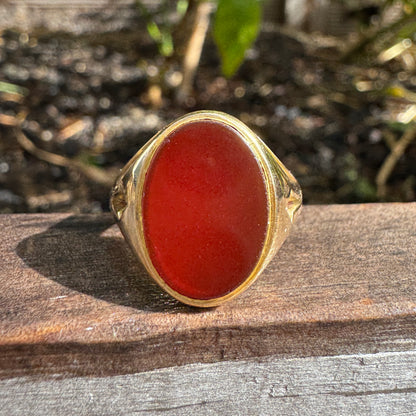 Antique Victorian 15ct yellow gold carnelian signet ring
