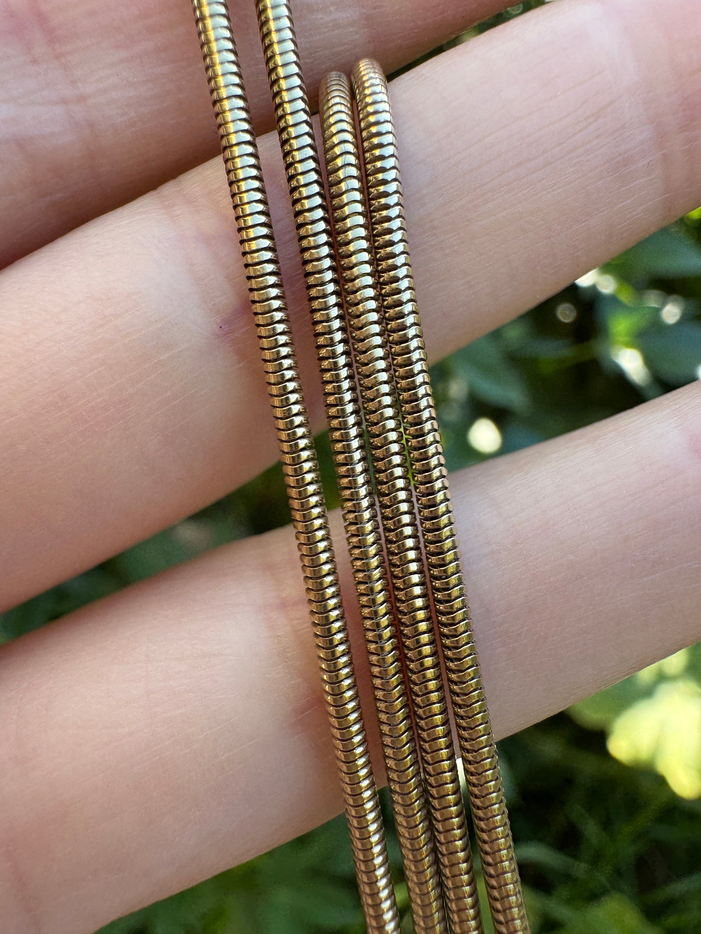 Vintage 9ct yellow gold snake chain, 51cm / 20.08 inches long