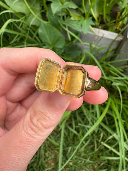 Antique Australian 9ct rosy yellow gold and enamel 'poison' signet ring