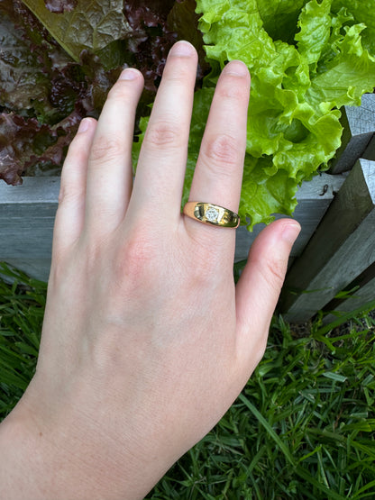 Antique Victorian 18ct yellow gold 0.35ct old mine cut diamond gypsy ring