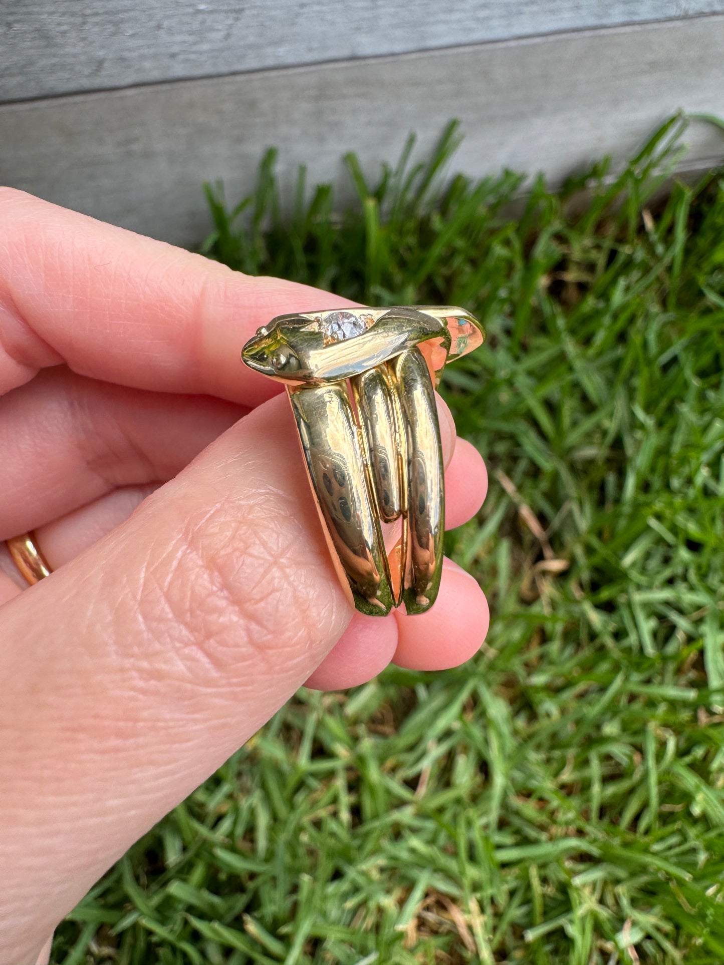 Antique 18ct yellow gold 0.25ct TCW old cut diamond snake ring