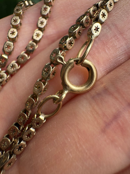 Vintage gold star pierced chain, 52cm / 20.47 inches long
