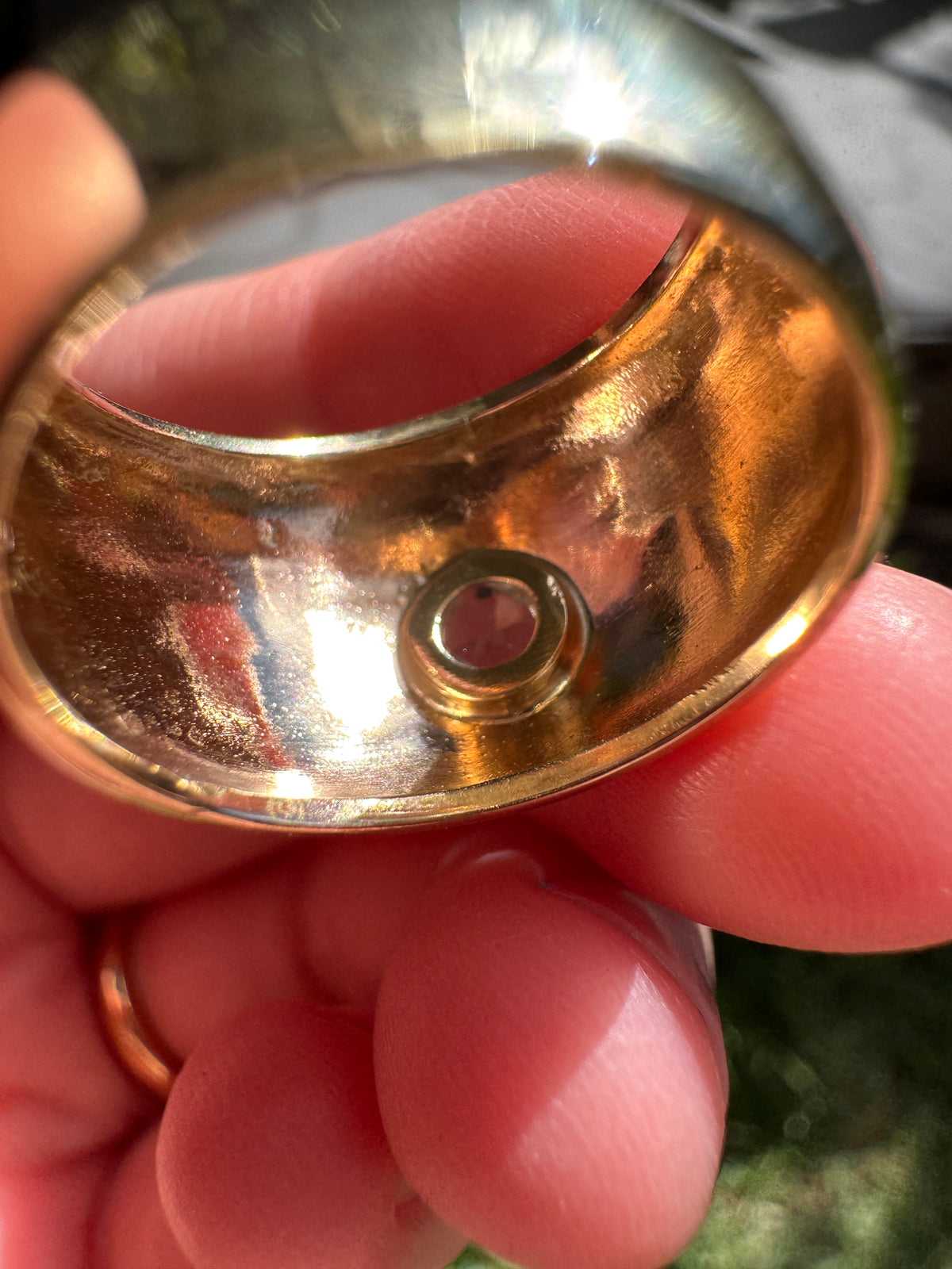 Vintage Italian 9ct gold rose cut diamond bombe gypsy ring