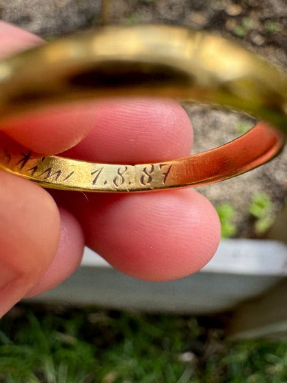 Antique Victorian 18ct yellow gold band, 3mm wide