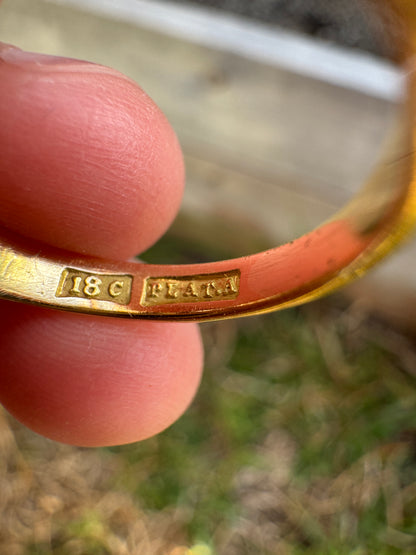 Antique 18ct yellow gold and platinum 1.1ct TCW old mine cut diamond double row ring