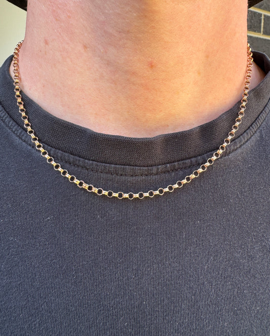 Vintage 9ct rose gold belcher chain, 45cm / 17.7 inches long