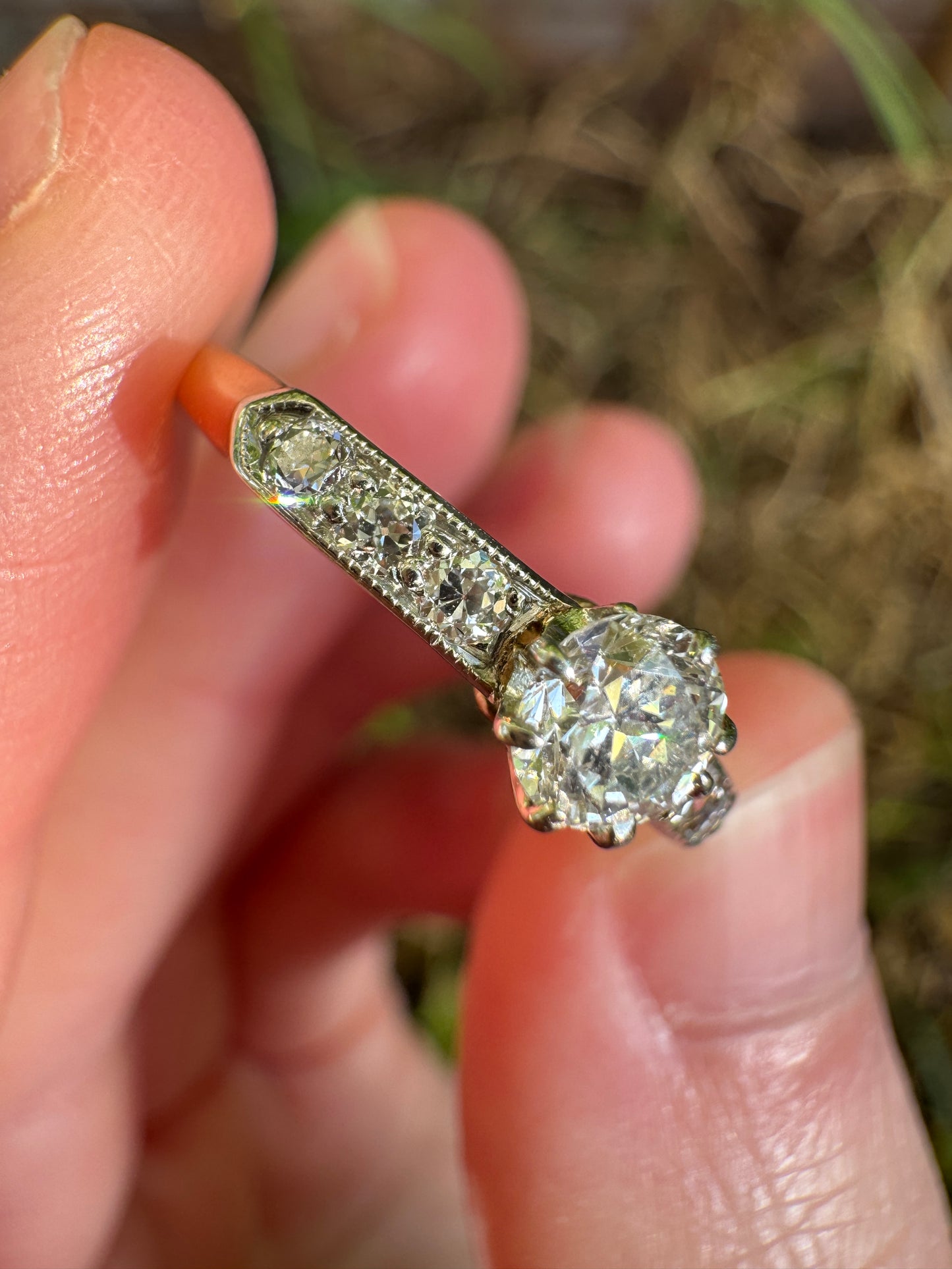 Antique Australian 18ct yellow gold 0.46ct TCW old European and old mine cut diamond ring