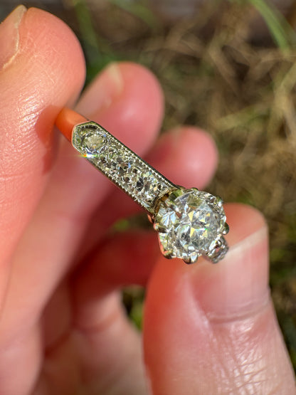 Antique Australian 18ct yellow gold 0.46ct TCW old European and old mine cut diamond ring