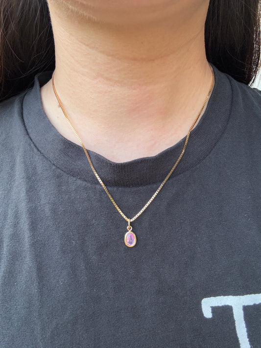 Custom 9ct yellow gold 0.8ct pear cut pink sapphire bezel set pendant