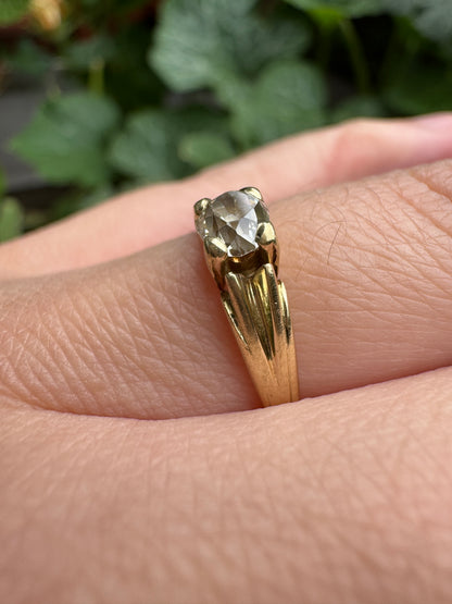 Vintage 14ct yellow gold 0.52ct old mine cut diamond solitaire ring