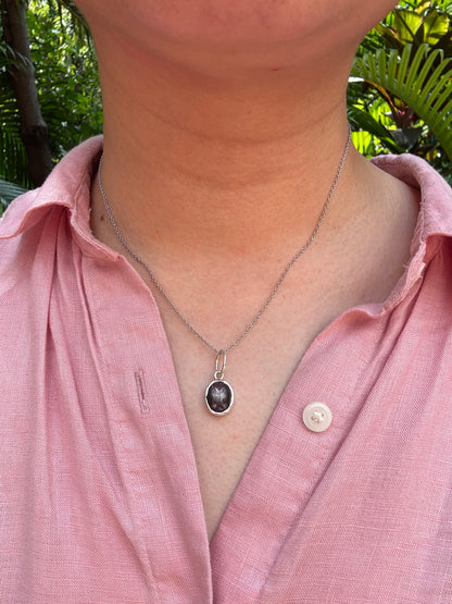 Custom sterling silver African star ruby cabochon pendants