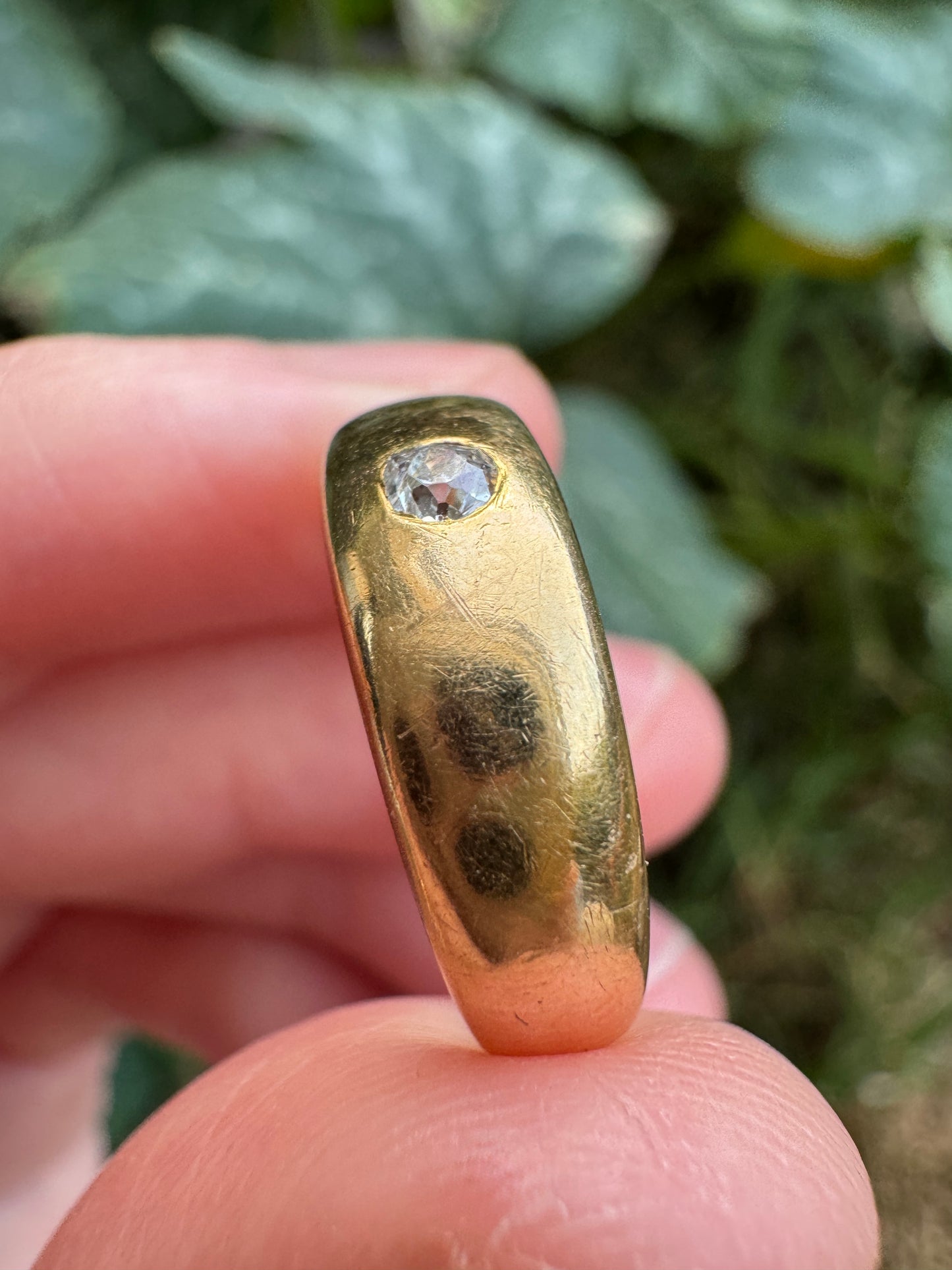 Antique Australian Basse Adelaide 18ct yellow gold old mine cut diamond gypsy ring