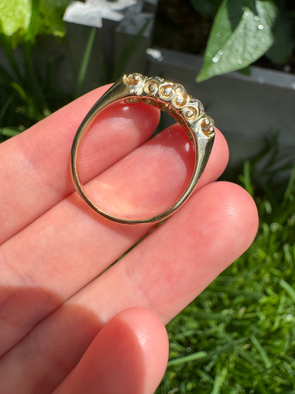 Vintage 14ct yellow gold five stone 0.75ct TCW old mine cut diamond ring