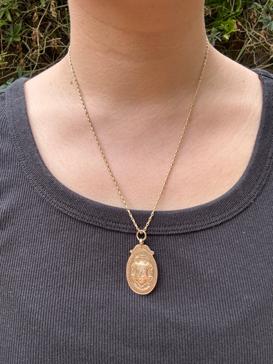 Antique 9ct rosy yellow gold fob medal pendant