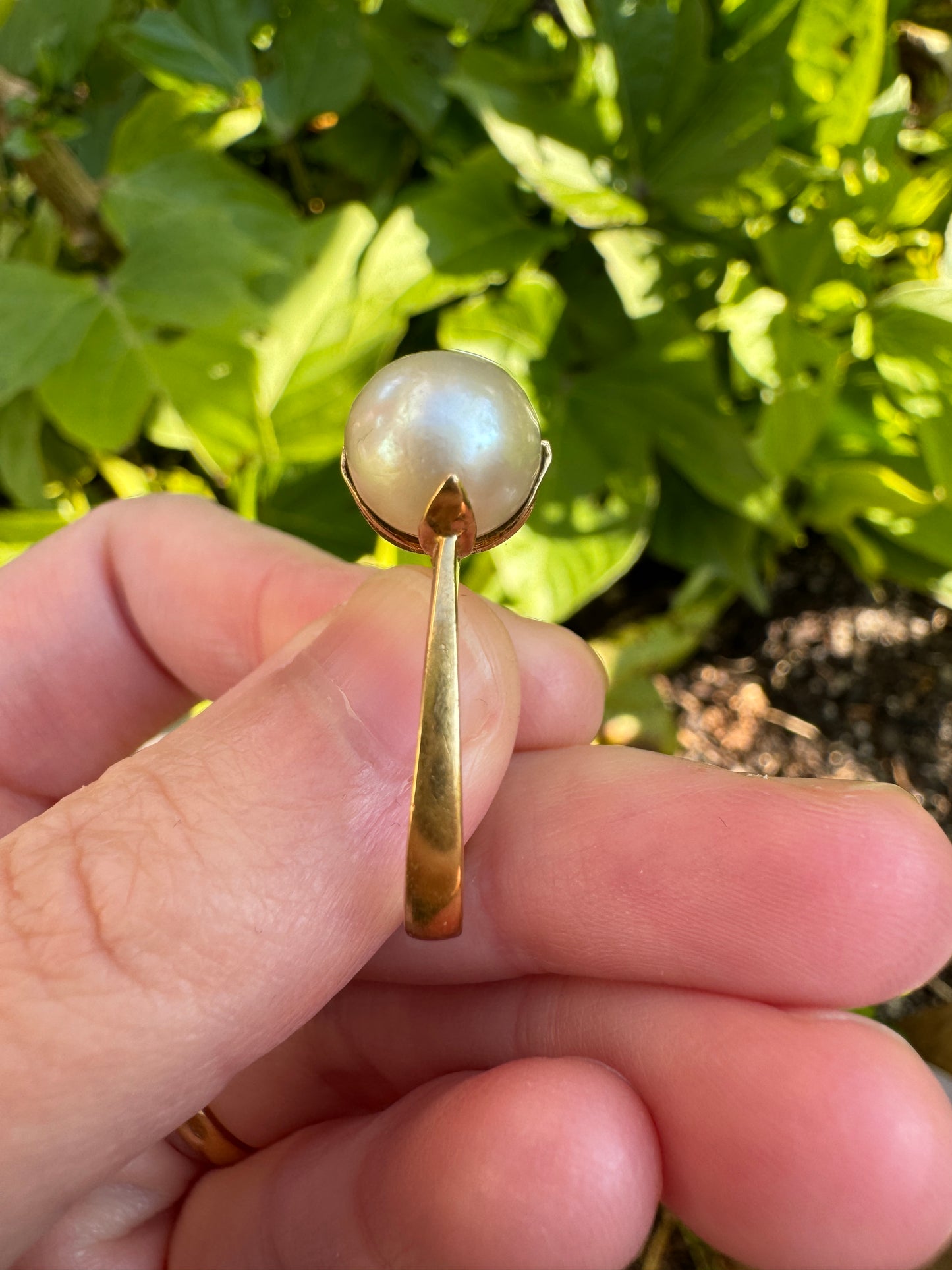 Vintage French 18ct yellow gold pearl ring