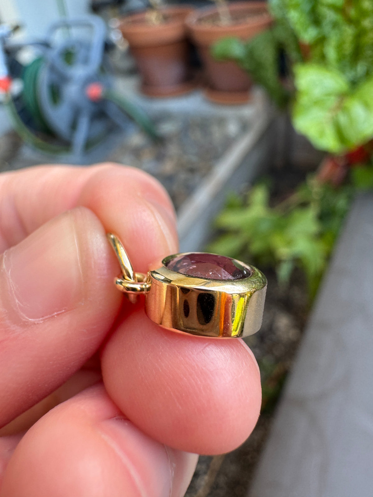 Handmade 9ct gold natural ruby pendant