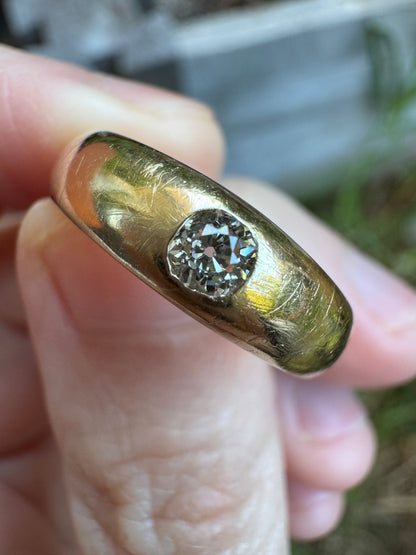 Vintage Austrian 14ct yellow gold 0.16ct old mine cut diamond gypsy ring