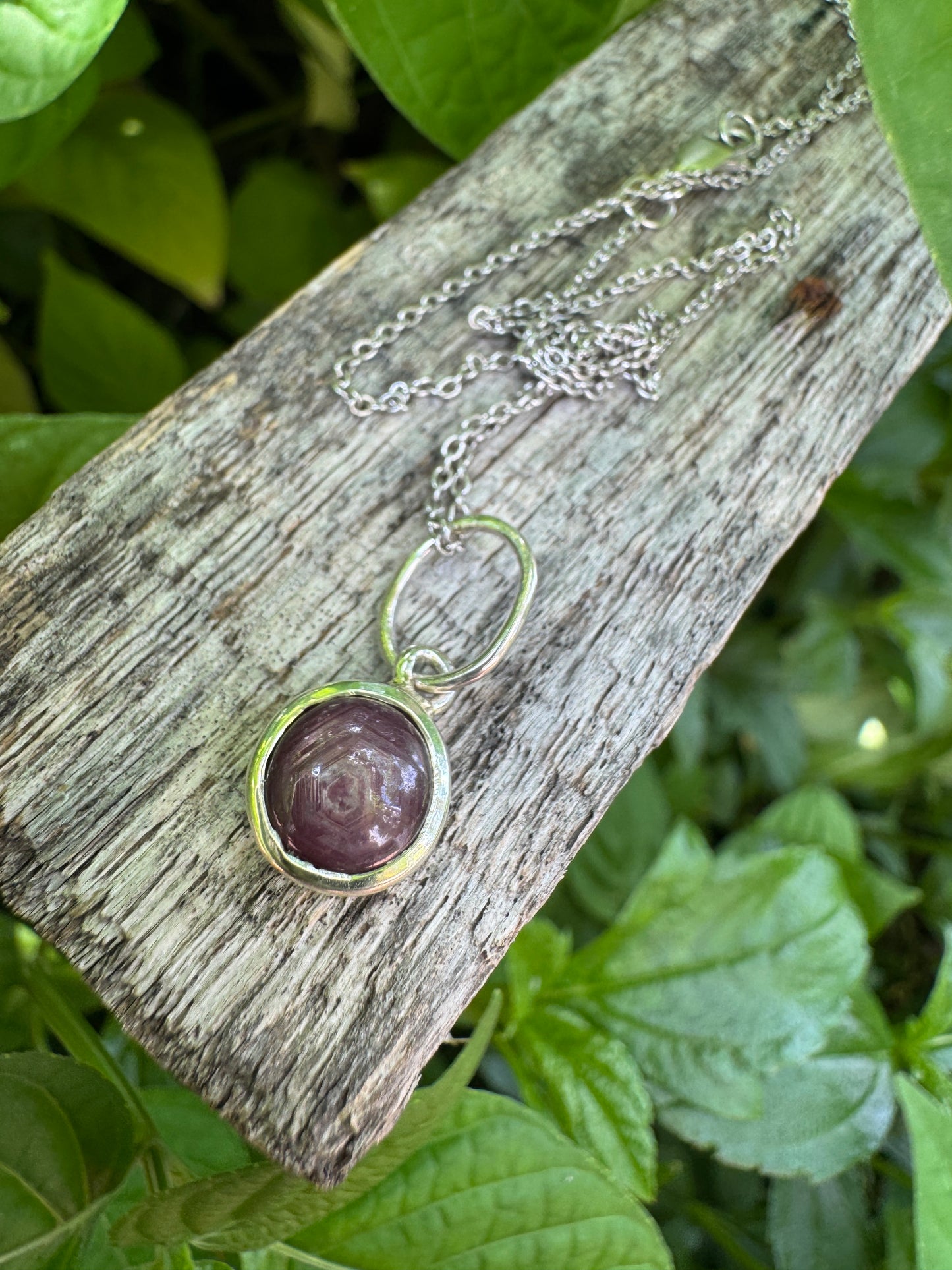 Custom sterling silver African star ruby cabochon pendants