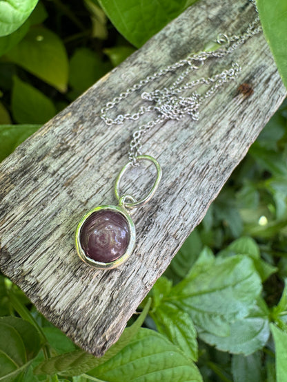 Custom sterling silver African star ruby cabochon pendants