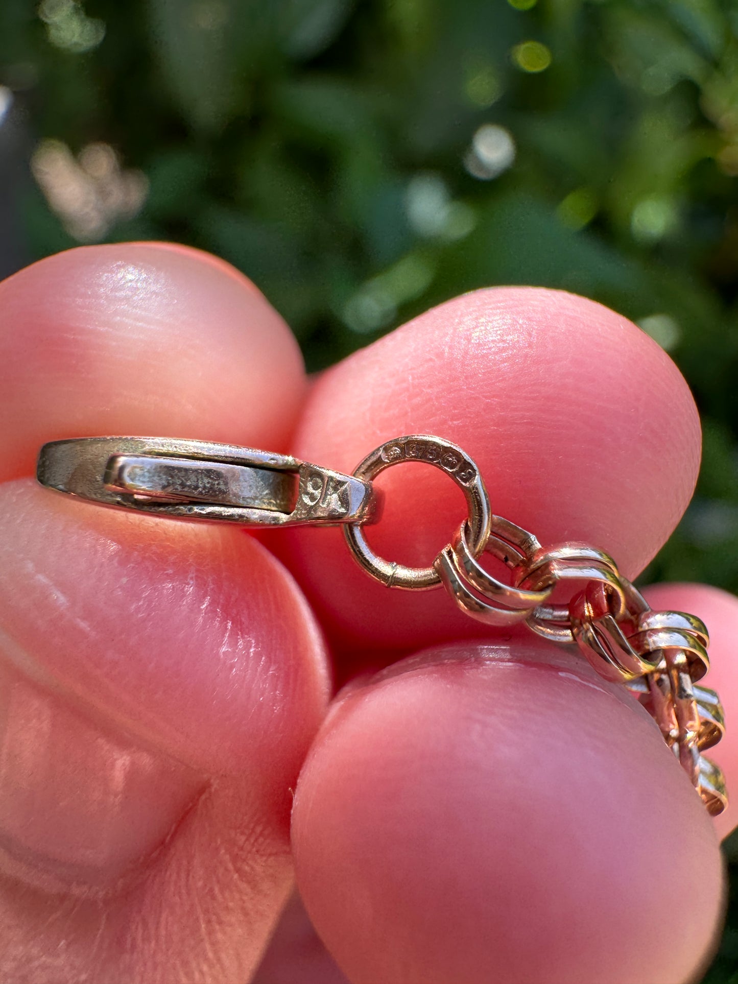 Vintage 9ct rose gold belcher chain, 45cm / 17.7 inches long