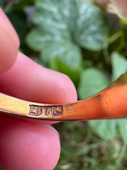 Antique Australian 15ct rosy yellow gold natural sapphire and old single cut diamond gypsy ring