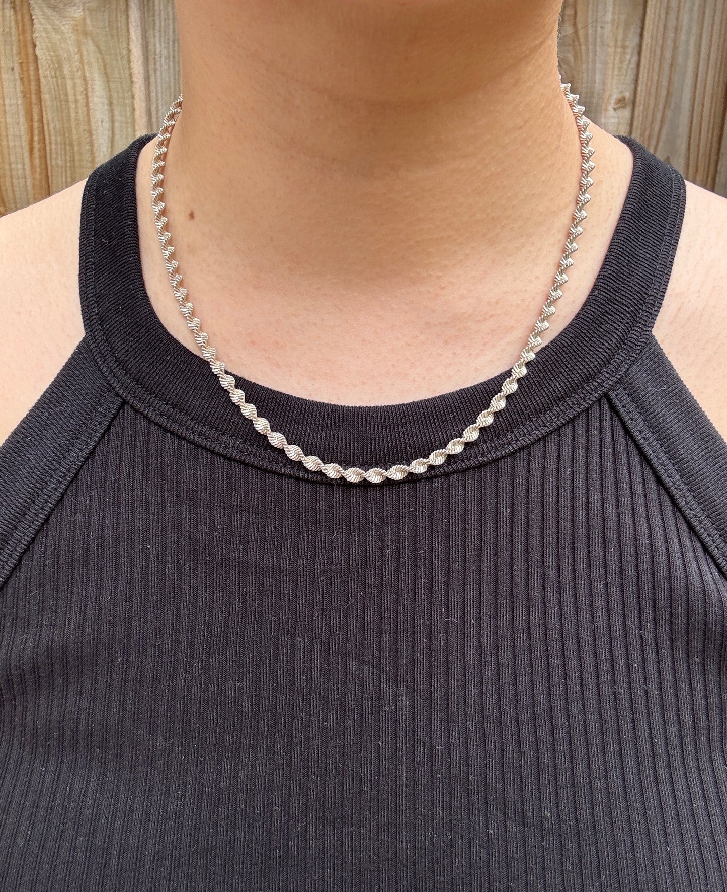 Vintage silver twist chain, 45cm / 17.72 inches long