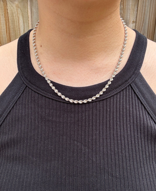 Vintage silver twist chain, 45cm / 17.72 inches long