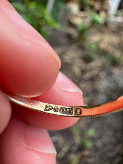 Antique English 9ct rosy yellow gold turquoise cabochon ring