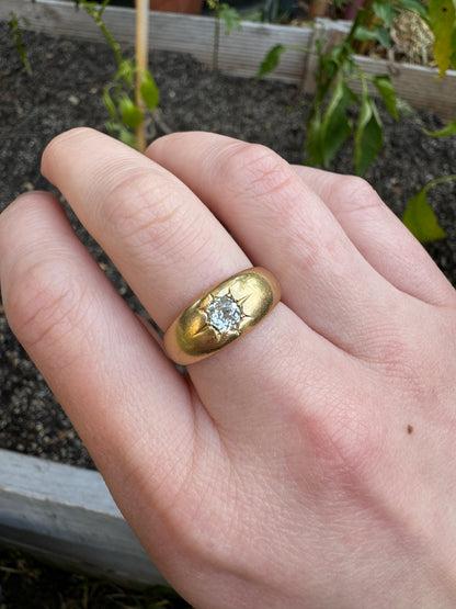Antique 18ct yellow gold 0.5ct old mine cut diamond starset gypsy ring